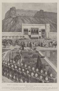 Roberts en Afganistán, leyendo la Proclamación de la Ley Marcial en Kabul, 12 de octubre de 1879